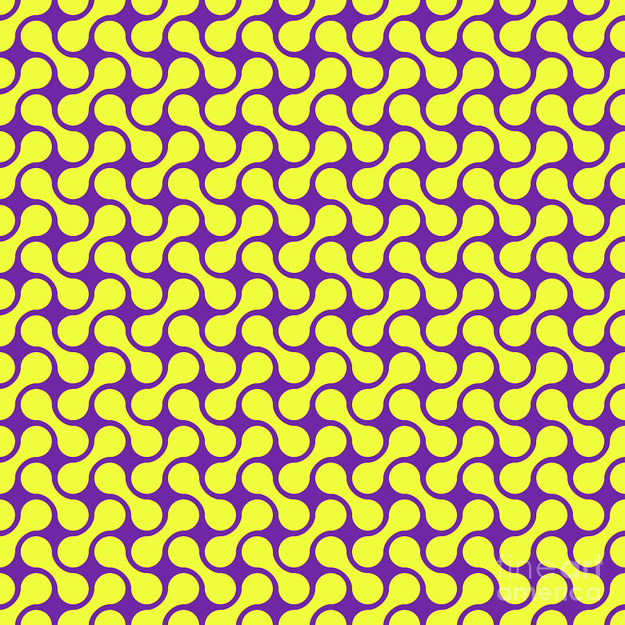 Curved Bone Basketweave Pattern In Sunny Yellow And Iris Purple N.1596 Painting