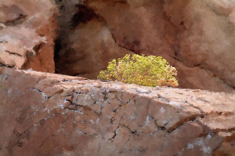 Curved Rocks Landscape Painting by Roger Snyder