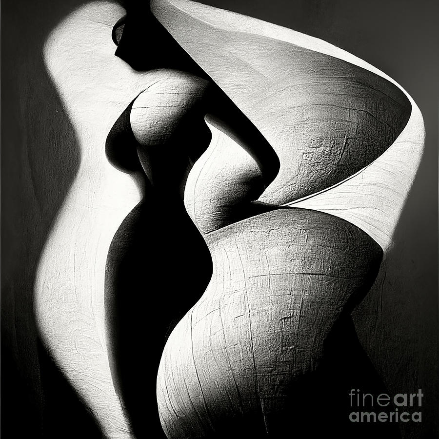 Curves Black and White Mixed Media by Howard Roberts