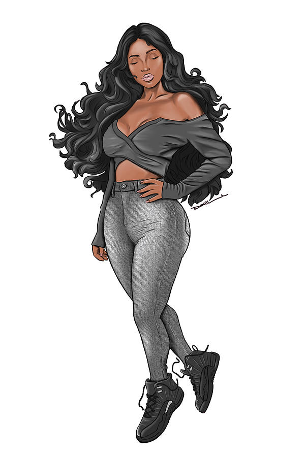 curvy black woman drawing