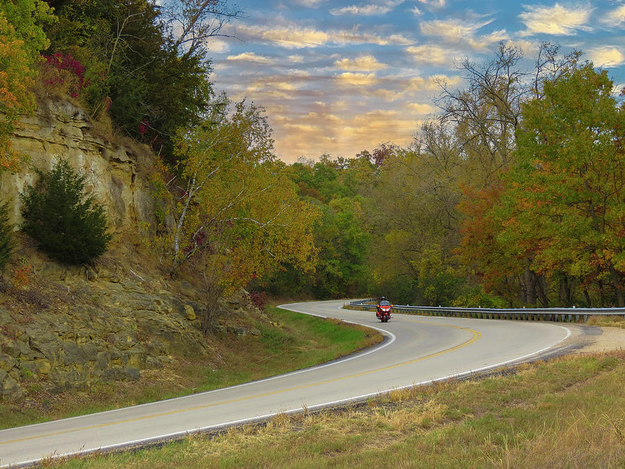 Curvy Road Motorcycle Ride - Autumn Sunset Photograph by Patti Deters