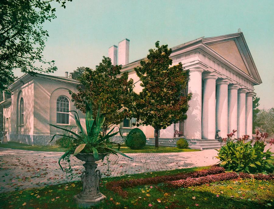 Custis Lee Mansion - Arlington National Cemetery - Circa 1900 Photochrom Photograph by War Is Hell Store