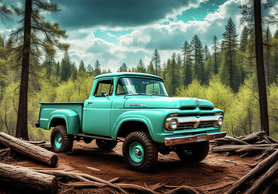 Custom 1960 Ford 4x4 Pickup Truck Digital Art by Chas Sinklier