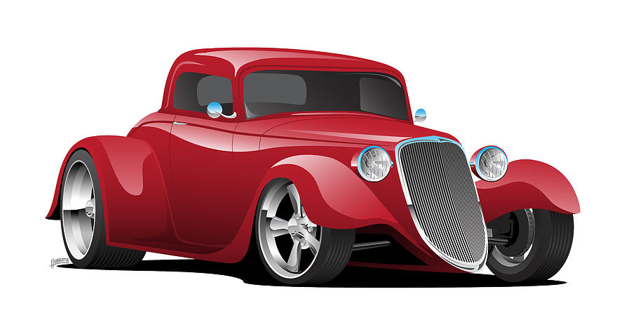Custom American Red Hot Rod Car Digital Art by Jeff Hobrath - Fine Art ...