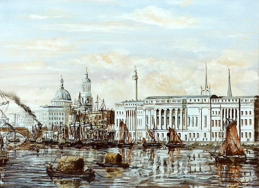 Custom House London about 1800 Painting by Mackenzie Moulton