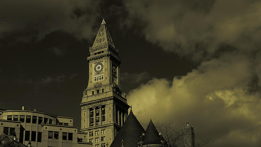 Custom House Tower In Sepia Photograph