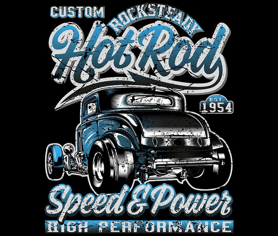 Custom Rocksteady Blue Hot Rod Poster Copy Copy Painting by Logan Ward ...