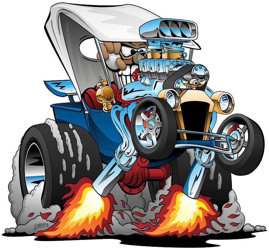 Custom Tbucket Roadster Hotrod Cartoon Poster Painting by Russell Ray ...