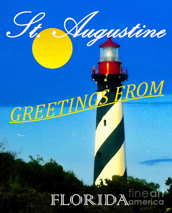 Custome artwork greeting card St. Augustine FL.  Mixed Media by David Lee Thompson
