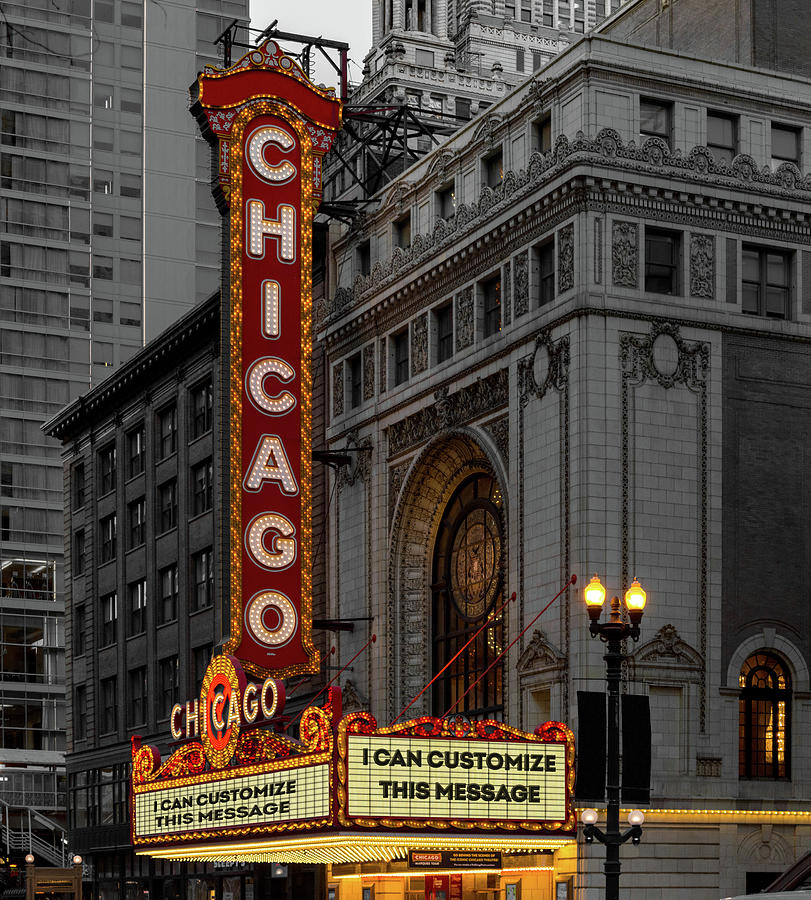 Customizable Chicago Theatre Whole Marquee Photograph By Enzwell 