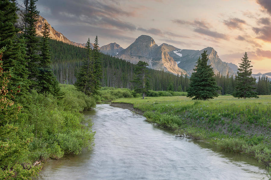Cut Bank Creek at Sunset - Glacier National Park Photograph by Photos by Thom