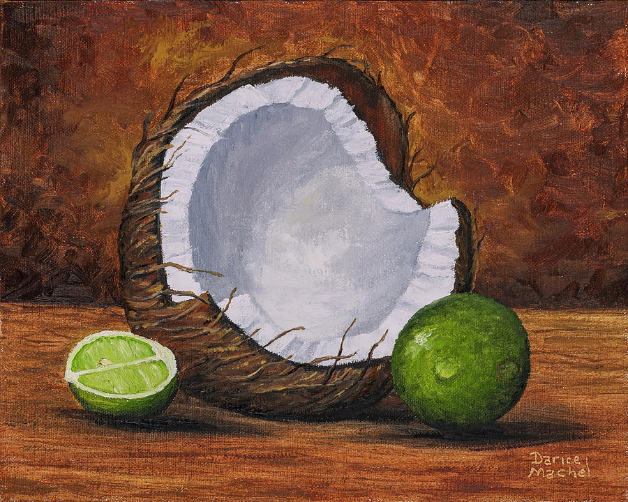 Cut Coconut and Lime 1 Painting by Darice Machel McGuire