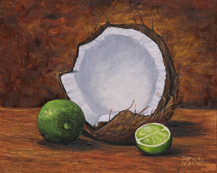 Cut Coconut and Lime 2 Painting by Darice Machel McGuire