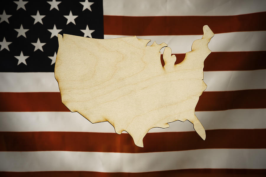 Cut-Out Map of America made of wood Photograph by Joseph Clark