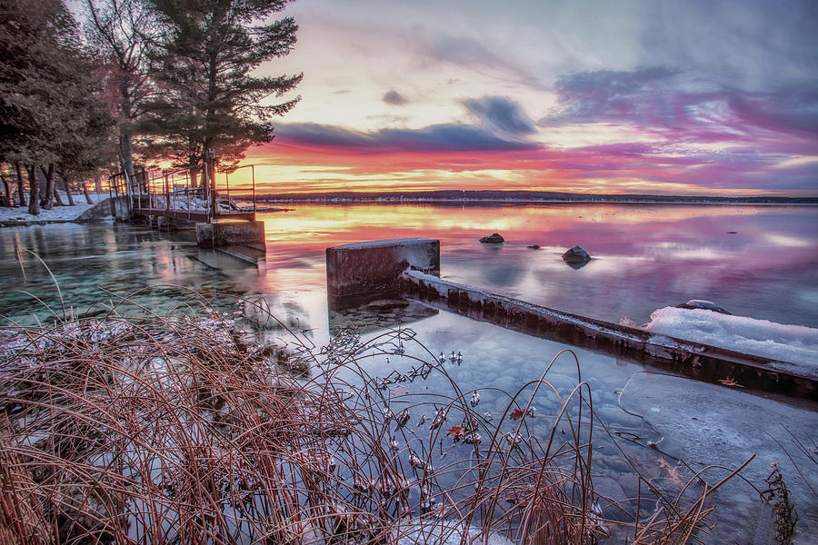 Cut River Dam Sunset Colors Photograph by Ron Wiltse