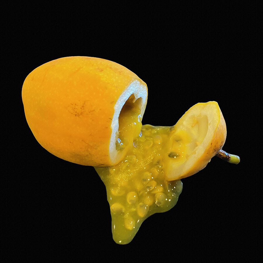 Cut Yellow Passion Fruit Photograph by Deborah League