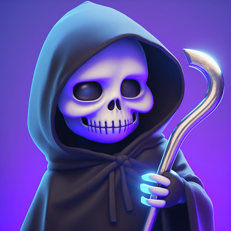 Cute and Deadly, The Kawaii Grim Reaper Painting by Constantin ...