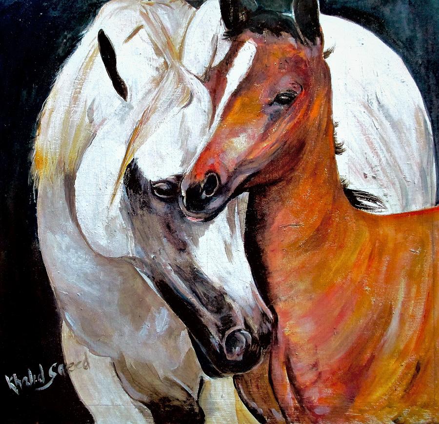 Cute and lovely. Painting by Khalid Saeed