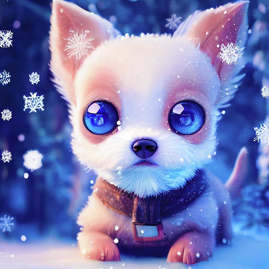 Cute Animals in Winter 20 Baby Dog Digital Art by Matthias Hauser
