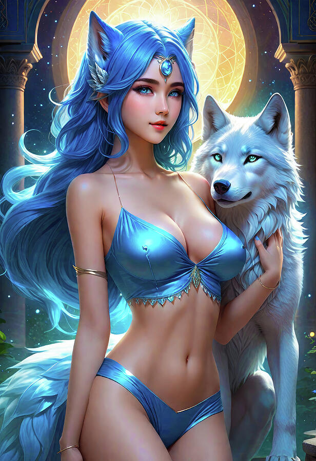 Cute Anime Woman 02 Blue Wolf Girl Digital Art by Matthias Hauser Cute Anime Woman 02 Blue Wolf Girl Digital Art by Matthias Hauser