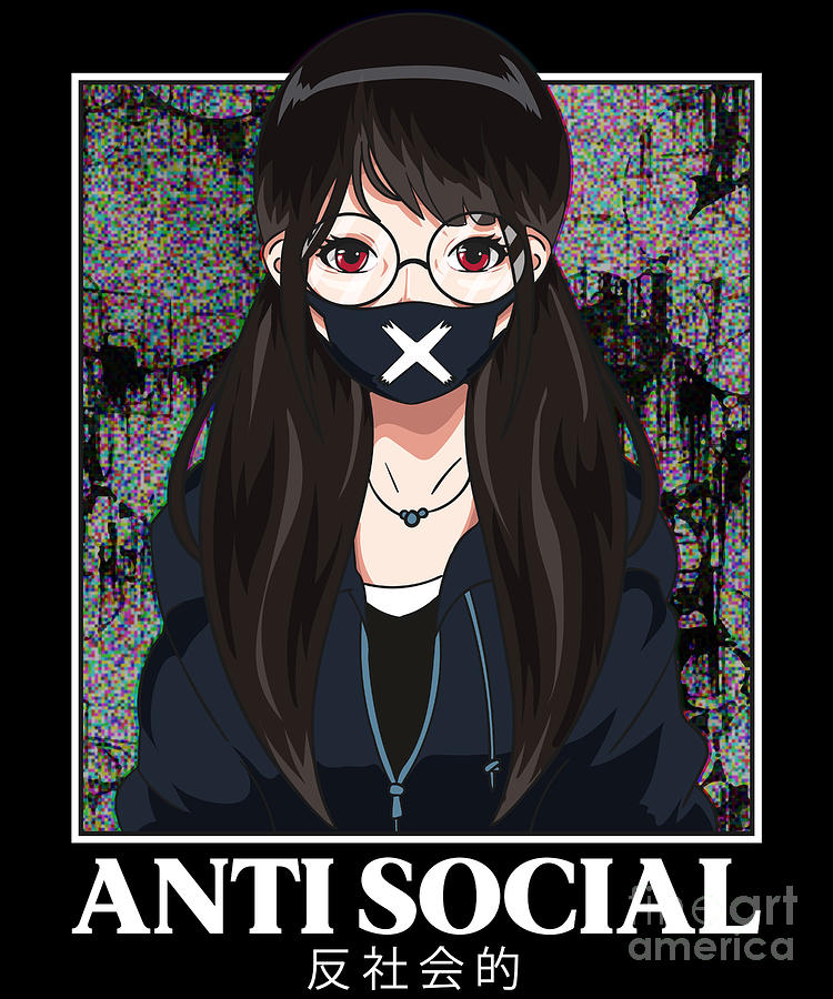 Cute Anti Social Anime Girl Antisocial Vaporwave by The Perfect Presents