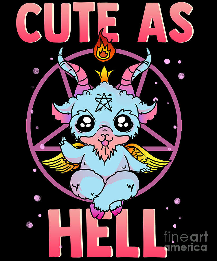 Cute As Hell Satanic Pastel Kawaii Baphomet Pun Digital Art by The Perfect  Presents - Fine Art America