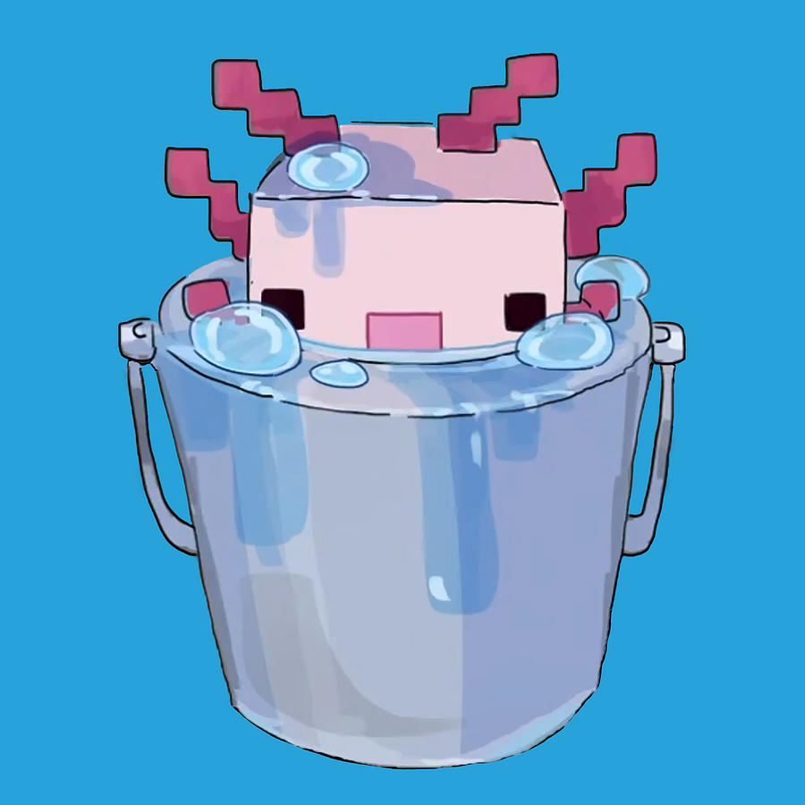 Cute Axolotl Bucket Minecraft Concept Art boy Painting by Nick Taylor ...