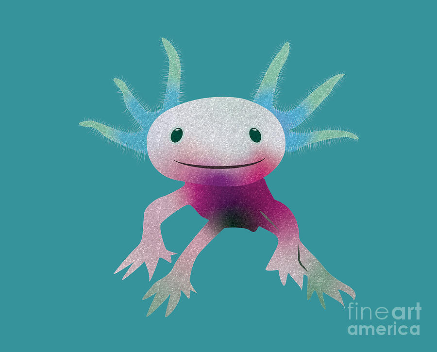 Cute Axolotl, Custom Axolotl, Glitter,  Digital Art by David Millenheft
