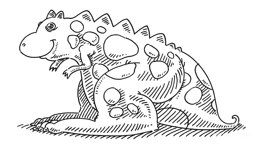 Cartoon Cute Little Baby Dinosaur Outline. Vector Stock Vector -  Illustration of dragons, drawing: 171932493