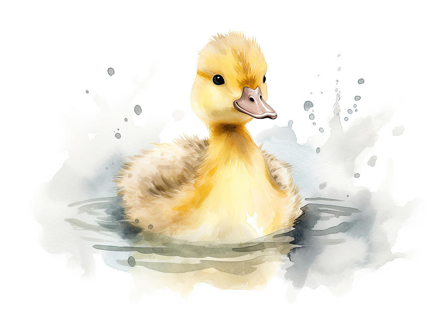 Duck Photograph - Cute baby duck animal watercolor childrens print by Good Focused
