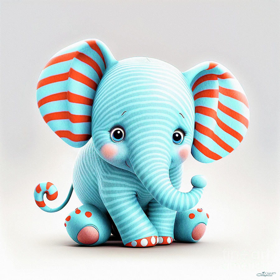 Cute Baby Elephant Digital Art by Jutta Maria Pusl