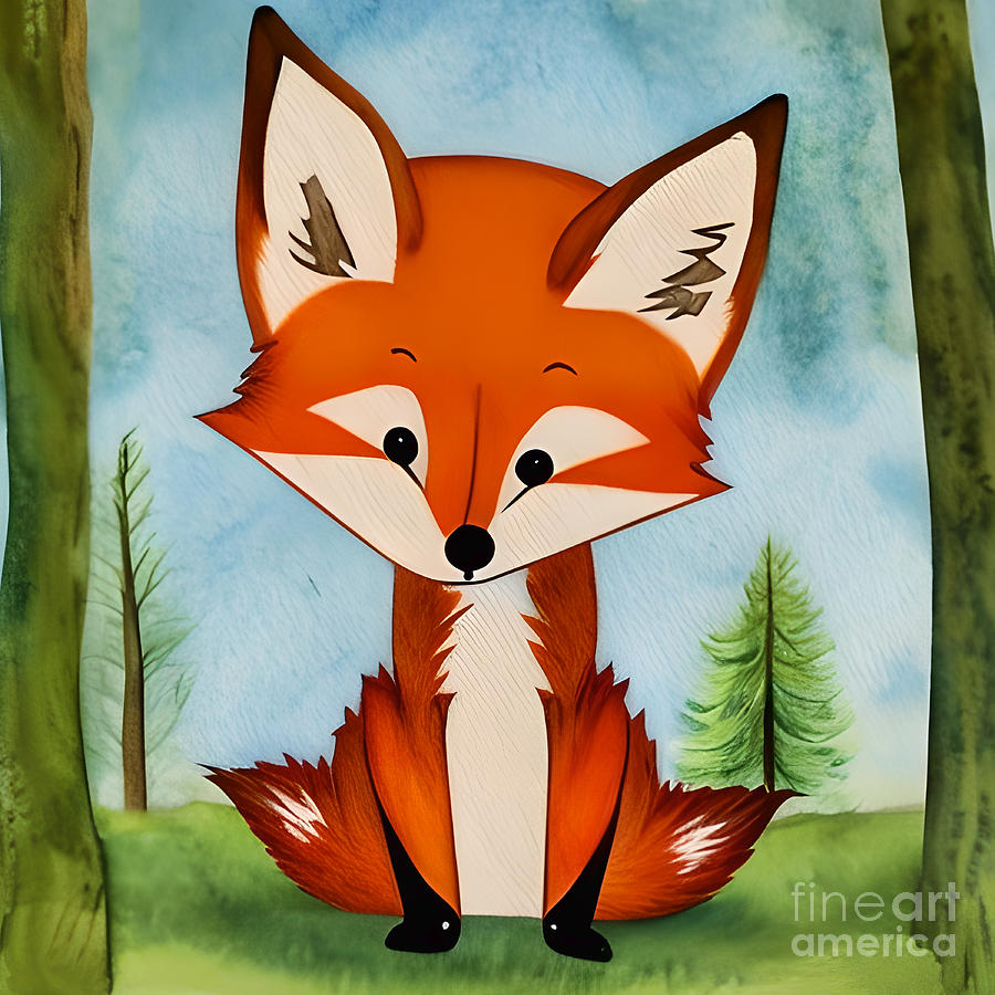 Cute Baby Fox Digital Art by Karuna Basandra - Fine Art America