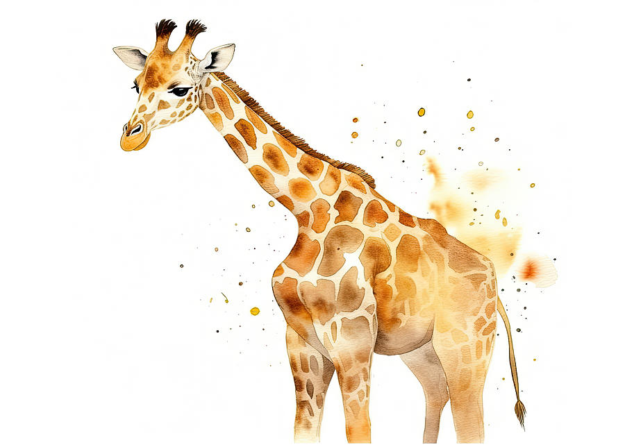 Wildlife Photograph - Cute baby giraffe animal watercolor childrens print by Good Focused