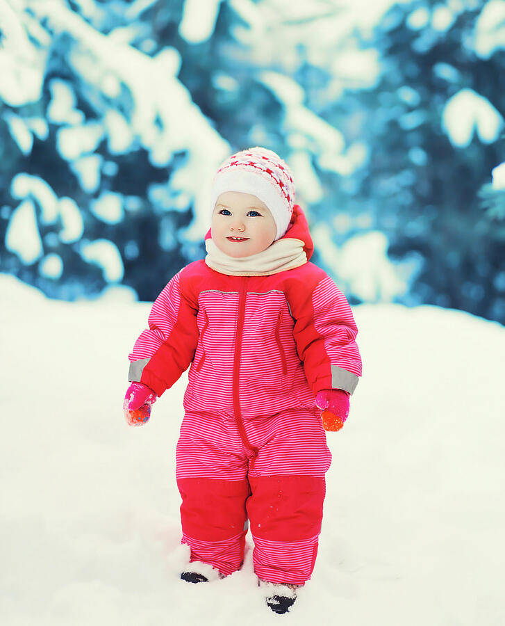 Cute baby in winter snowy day Photograph by Rohappy