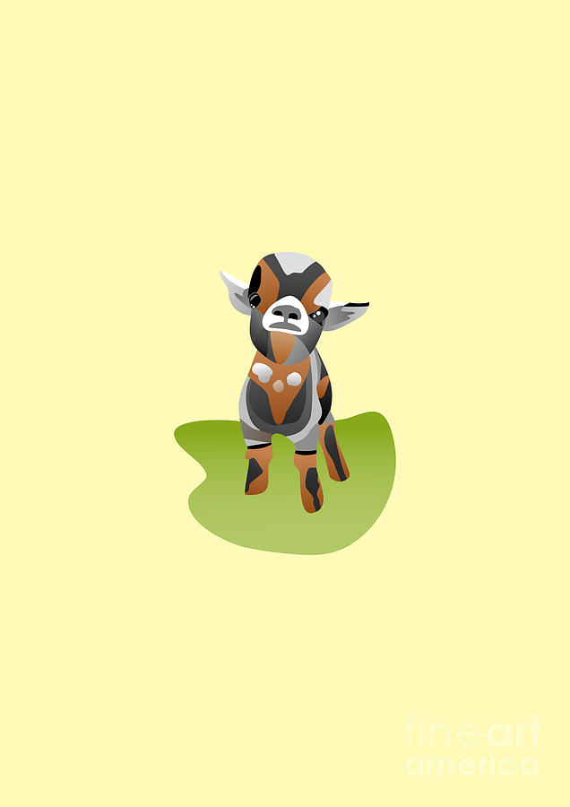 Cute Baby Kid Goat Portrait on Grass Digital Art by Barefoot Bodeez Art