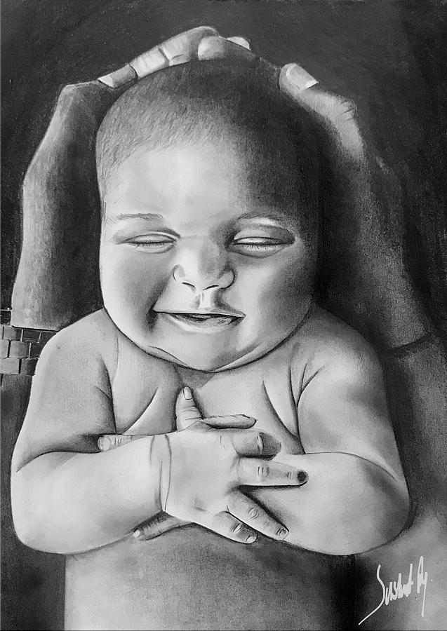 Cute baby Drawing by Sushanta Roy - Fine Art America