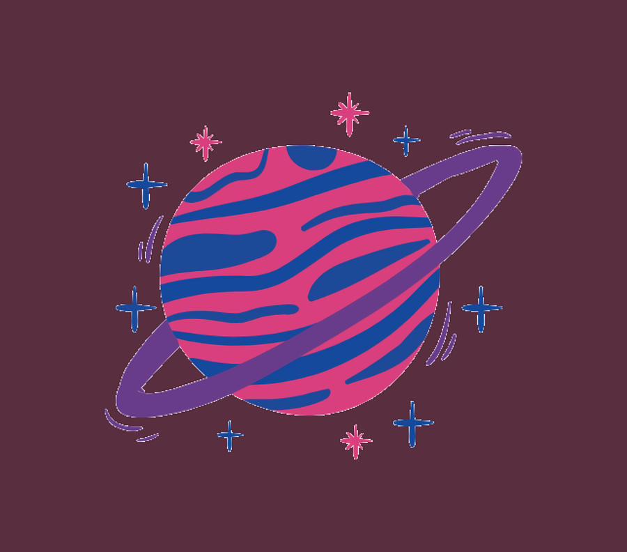 Cute Bisexual Flag Colors Planet Pride nostalgia Painting by Kelly ...