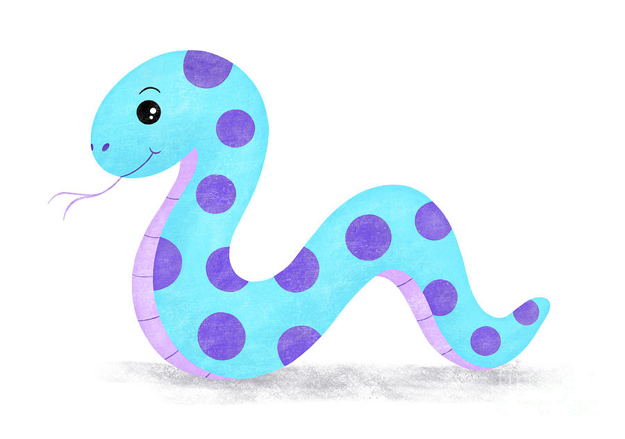 Cute Blue and Purple Snake Cartoon Painting Digital Art by LJ Knight - Fine  Art America