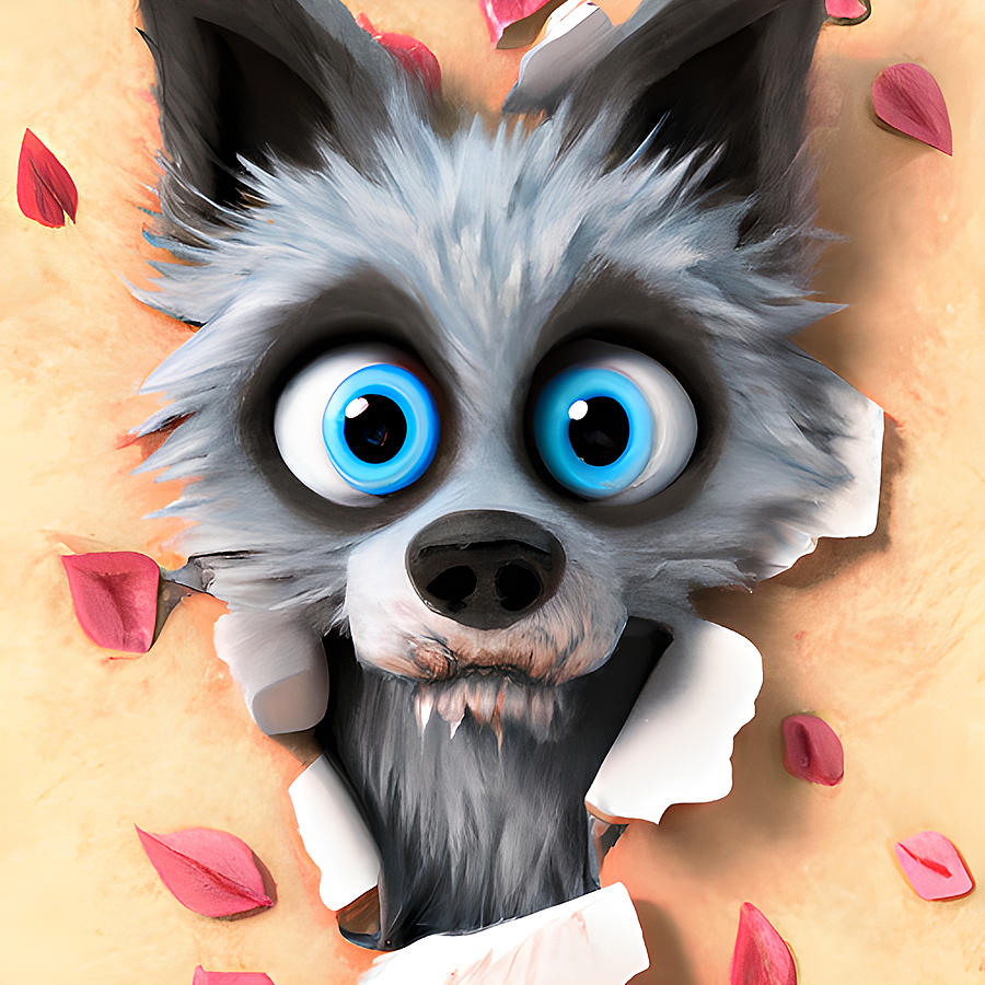 Cute Blue Eyes Wolf Digital Art by Amalia Suruceanu