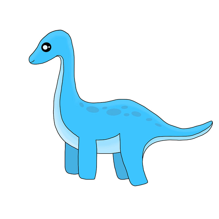 Cute Brontosaurus Dinosaur Long Neck Poster Painting by Parker Jasmine ...