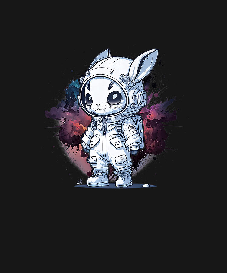 Cute Bunny Astronaut Spacesuit Helmet Love Bunnies Graphic Drawing by ...