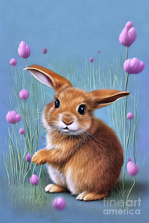 Cute Bunny  Digital Art by Elaine Manley