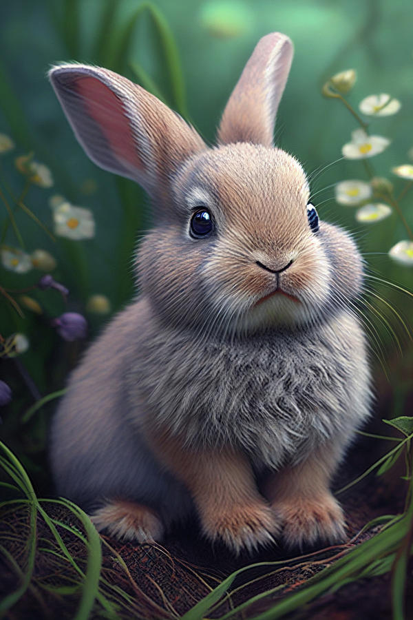 Cute Bunny Rabbit Digital Art by Nate Chisley - Fine Art America