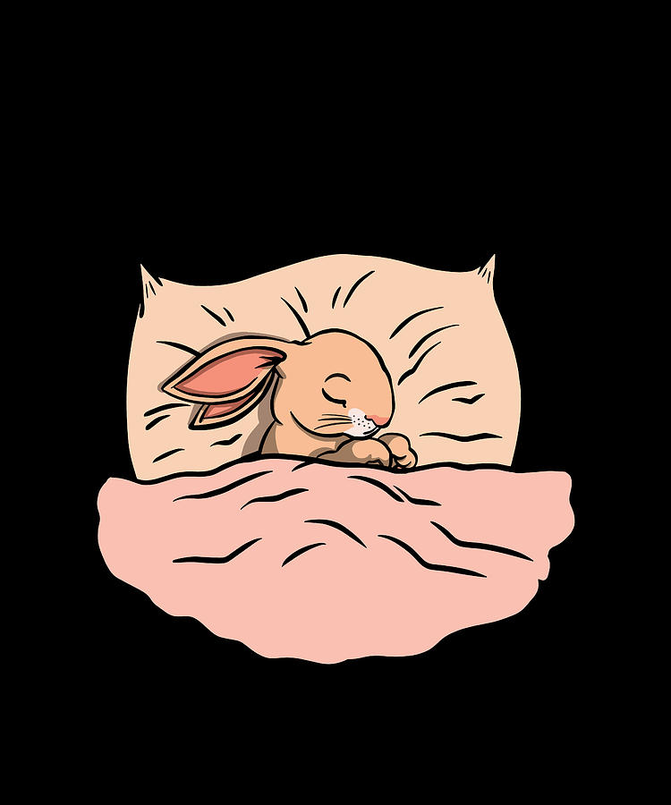 Cute Bunny Sleeping cartoon bunny Mixed Media by Norman W - Pixels