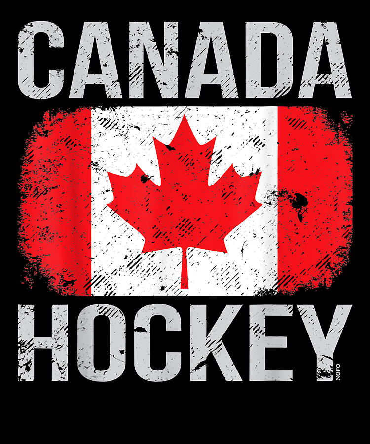 Cute Canada Hockey Canadian Flag Retro Digital Art by Zery Bart - Fine ...