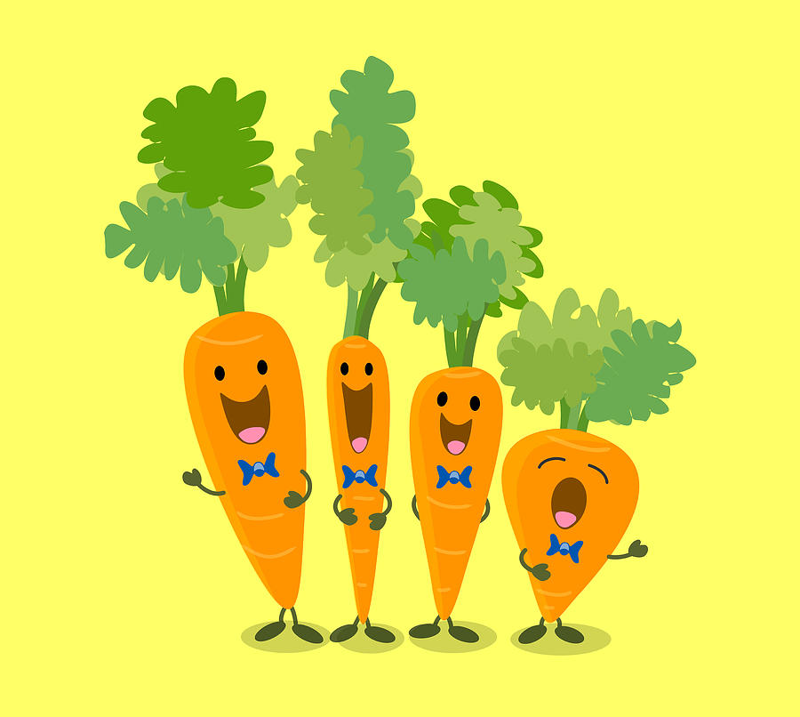 Cute Carrot Quartet Cartoon Digital Art by Mark Spivey - Pixels