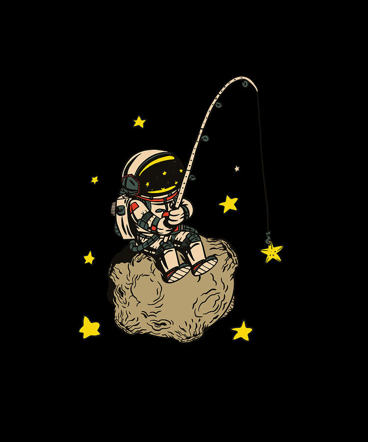 Cute cartoon Astronaut fishing stars in the galaxy Digital Art by Norman W  - Pixels