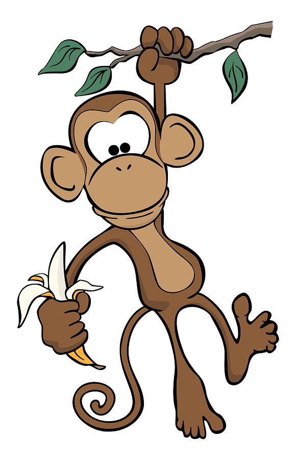 Cute Cartoon Monkey Digital Art by Jeff Hobrath - Pixels