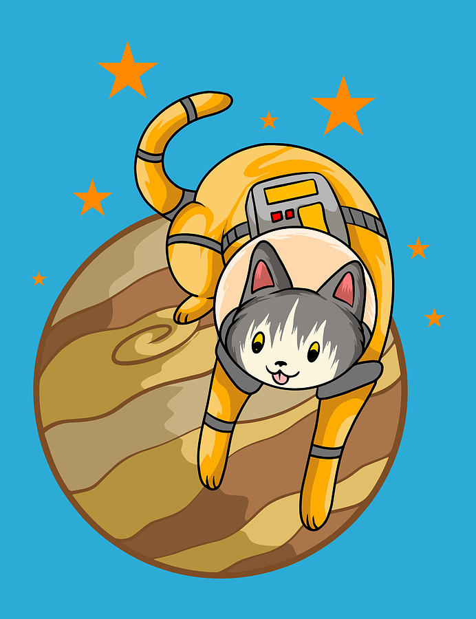 Cute Cat Astronaut Drawing by Santman Deeryx - Pixels