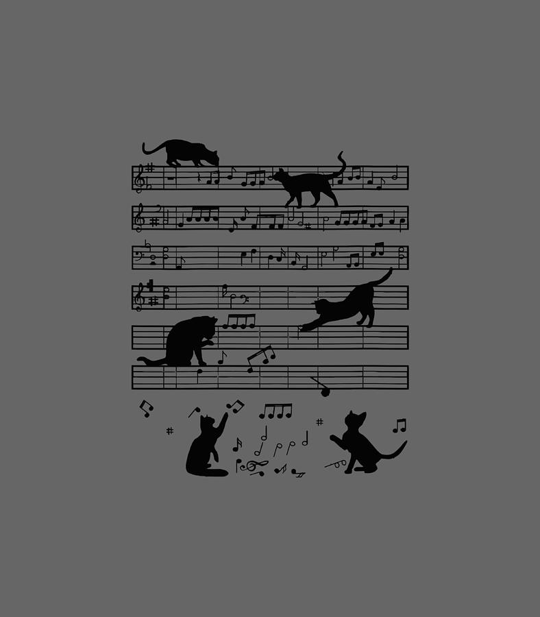 Cute Cat Kitty Playing Music Note Clef Musician Art Pianist Digital Art By Khalii Talli Fine